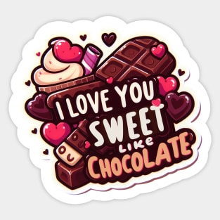 Happy Valentine's Day With Sweet Chocolate - T-shirt for Couples Sticker